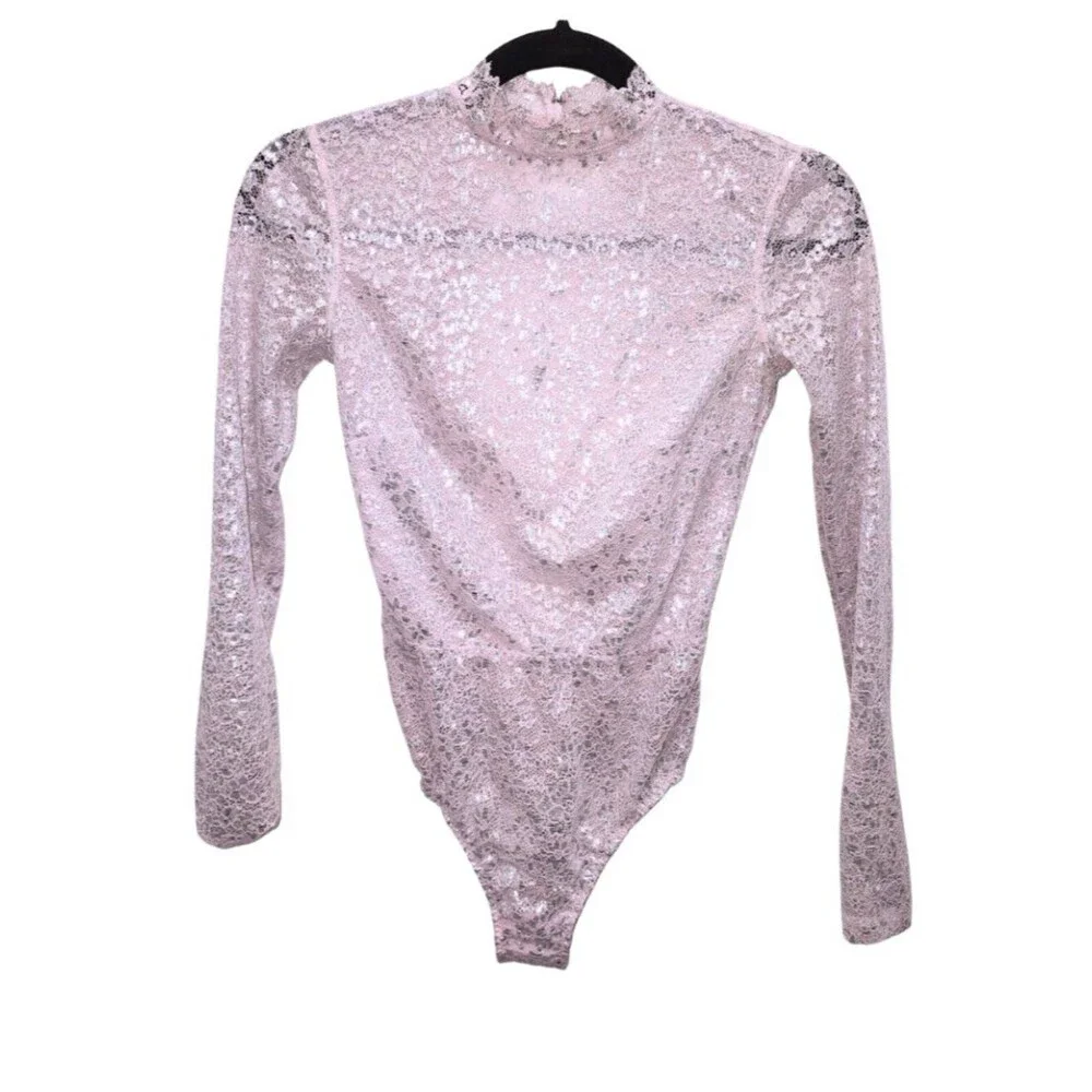 Victoria's Secret Sparkly Lace Light Pink Bodysuit. Size . NEW - Picture 2 of 6